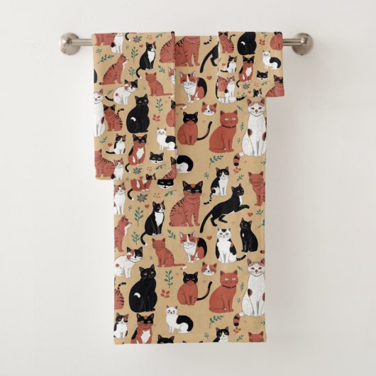Gespielte Katzen im Hintergrund Badhandtuch Set (Insitu)