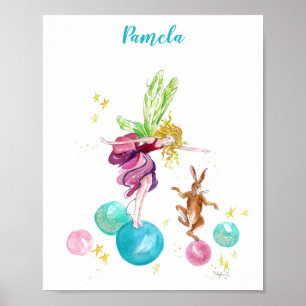 Gespielte Märchen auf farbigen Balls mit Kaninchen Poster