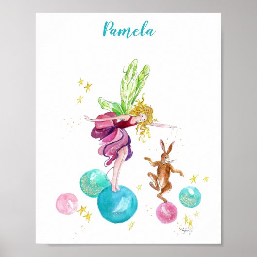Gespielte Märchen auf farbigen Balls mit Kaninchen Poster (Vorne)