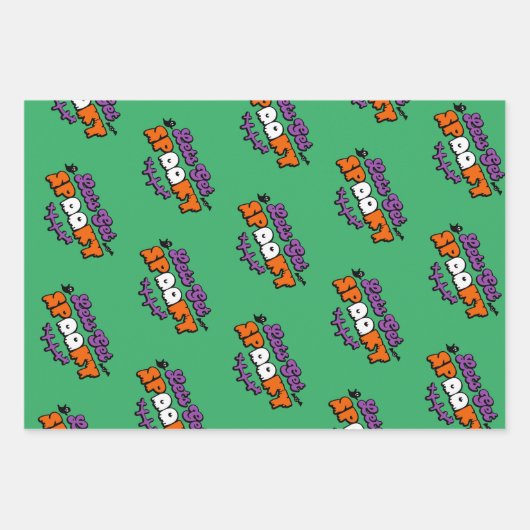 Gespitzte Halloween-Gemälde Lasst uns verwöhnt wer Geschenkpapier Set (Vorderseite)