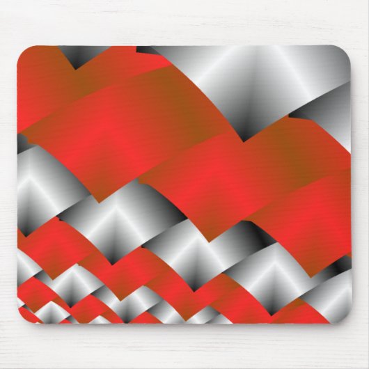Gesponnene silberne und rote Fraktal-Kunst Mousepad (Vorne)