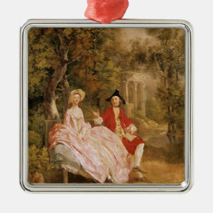 Gespräch in einem Park, Porträt des Künstlers u Ornament Aus Metall