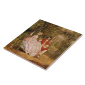 Gespräch in einem Park, Porträt des Künstlers und Fliese (Seite)