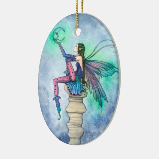 Gespräch mit der Mond Fairy Fantasy Art Keramik Ornament (Links)