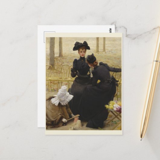 Gespräch von Vittorio Matteo Corcos Postkarte (Vorderseite/Rückseite Beispiel)