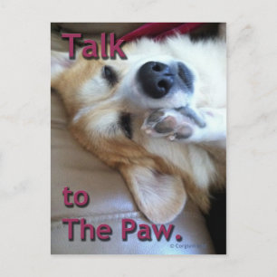 "Gespräch zur Tatze" Corgi-Postkarte Postkarte