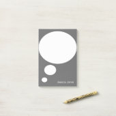 Gesprächs-Blase gerundete personalisierte graue Post-it Klebezettel (Auf Schreibtisch)