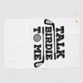 Gesprächs-Piepmatz zu mir - lustiger Golfhandtuch (Horizontal)