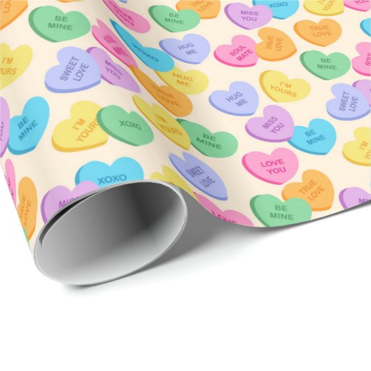 Gesprächsherzen Geschenkpapier (Rolleneckpunkt)