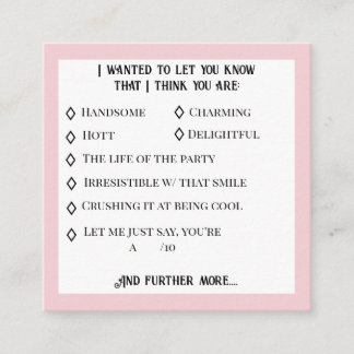 Gesprächsstarter-Dating-Karte Quadratische Visitenkarte