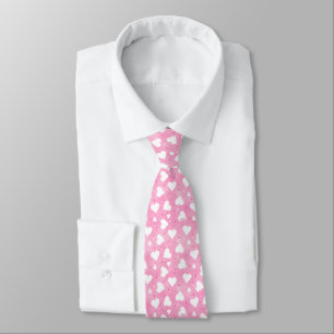 Gesprenkelte Herzen Rosa & Weiße Krawatte