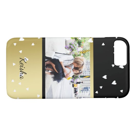 gesprenkelte Herzen| Schwarzes Imitat Gold| Zollsp Case-Mate iPhone Hülle (Rückseite (Horizontal))