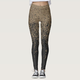Gesprenkeltes GoldGlitzer-Schwarzes Ombre Leggings