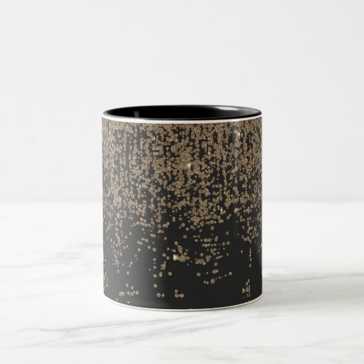 Gesprenkeltes GoldGlitzer-Schwarzes Ombre Zweifarbige Tasse (Mittel)