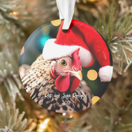 Gesprochene Sussex Chicken in Weihnachtsmannmütze Ornament (Baum)