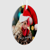 Gesprochene Sussex Chicken in Weihnachtsmannmütze  Ornament (Vorderseite)