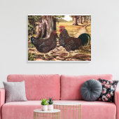 Gesprochene Sussex Rooster und Hen in bewaldeten U Leinwanddruck (Insitu (Wohnzimmer))