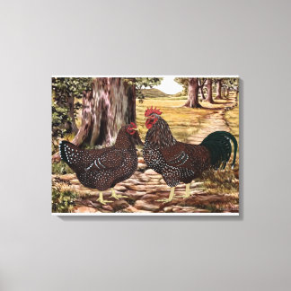 Gesprochene Sussex Rooster und Hen in bewaldeten U Leinwanddruck