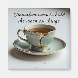 gesprungene zerbrochene Tasse inspirierender Magne Magnet