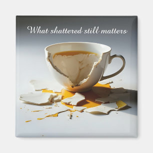 gesprungene zerbrochene Teetasse inspirierender Ma Magnet