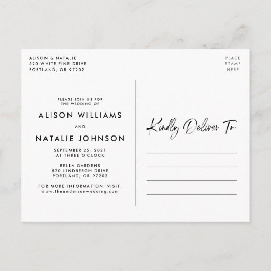 Gespürte Buchstaben ändern Datum verschieben Ankündigungspostkarte (Rückseite)