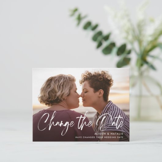 Gespürte Buchstaben ändern Datum verschieben Ankündigungspostkarte (Stehend Vorderseite)