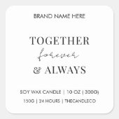 Gestaltbare Kerze | Gemeinsam für immer und immer Quadratischer Aufkleber (Vorderseite)