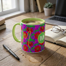 Gestaltbare Tasse | Elegante Rose Mit Monogramm Er