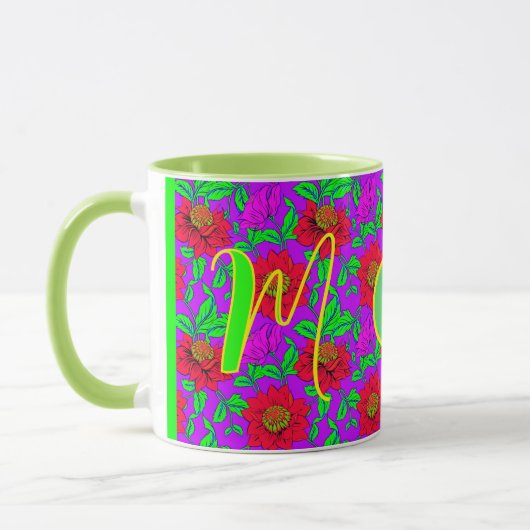 Gestaltbare Tasse | Elegante Rose Mit Monogramm Er (Links)