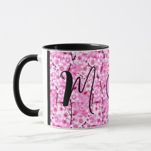 Gestaltbare Tasse | Rosa Bläschen Mit Monogramm Er (Links)