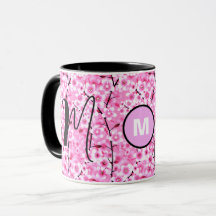 Gestaltbare Tasse | Rosa Bläschen Mit Monogramm Er
