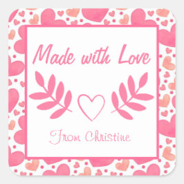 Gestalten mit Liebe Valentine Hearts Square Sticke Quadratischer Aufkleber
