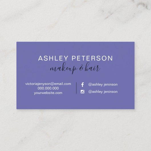 Gestalten Sie eleganten typografischen Marmor lila Visitenkarte (Rückseite)