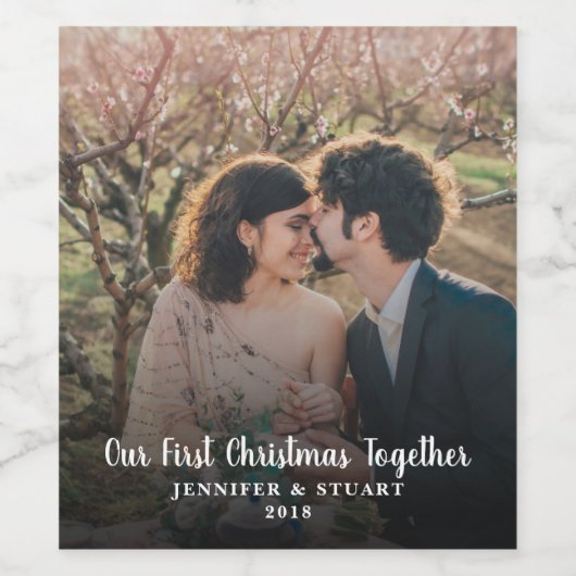 Gestalten Sie Ihr erstes Weihnachtsfoto Weinetikett (Einzelnes Label)