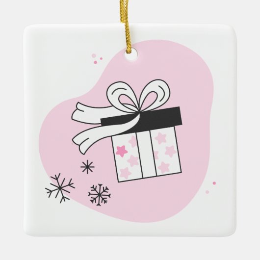 Gestalten Sie Ihre eigene Geschenkboxen & Schneefl Keramikornament (Vorderseite)