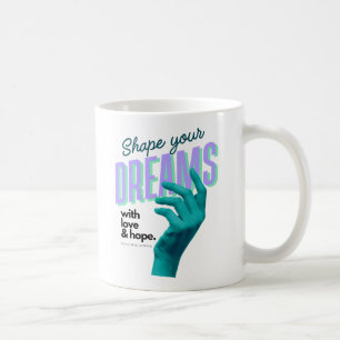 Gestalten Sie Ihre Träume mit einer blauen Hand, d Kaffeetasse