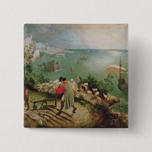 Gestalten Sie mit dem Fall von Ikarus, c.1555 Button (Vorderseite)