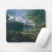 Gestalten Sie mit einem Mann landschaftlich, der Mousepad (Mit Mouse)
