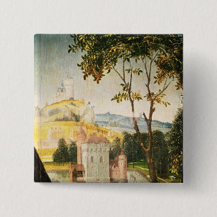 Gestalten Sie mit Schloss in einem Burggraben und Button