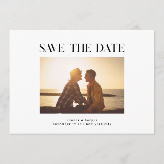 Gestaltet | Fett Foto Rahmen Modern Text Save The Date (Vorderseite)