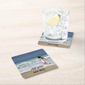 Gestaltet. Foto und Text. Rechteckiger Pappuntersetzer (Vor Ort)