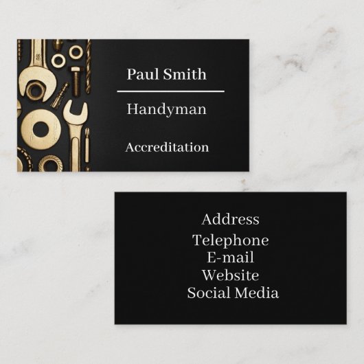 Gestaltet. Handyman/Mechanic Visitenkarte (Vorne/Hinten)