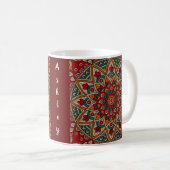 Gestaltet. Reich. Red Mandala. Kaffeetasse (VorderseiteRechts)