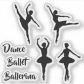 Gestaltete Ballet Dancer Thema Contour Cut Vinyl Aufkleber (Vorderseite)