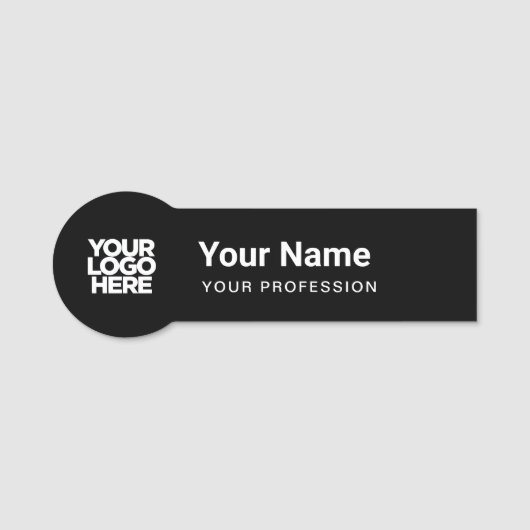 Gestaltete Button-Runde-Logos, schwarze Namensmark Namensschild (Vorderseite)