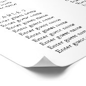 Gestaltete, gestylte Sitzkarte aus Denim & Blush Poster (Ecke)