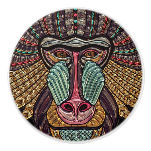 Gestaltete Glas-Babys aus afrikanischer Tierkunst Keramikknauf (Vorderseite)