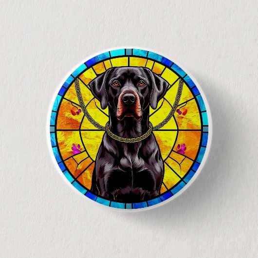 Gestaltete Glasarmaturen mit einem schwarzen Hund Button (Vorderseite)