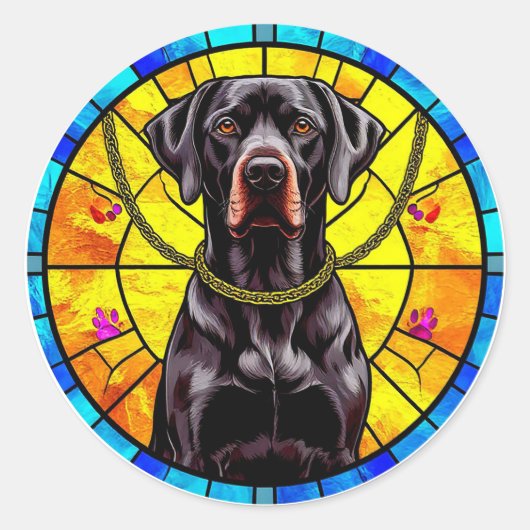 Gestaltete Glasarmaturen mit einem schwarzen Hund Runder Aufkleber (Vorderseite)