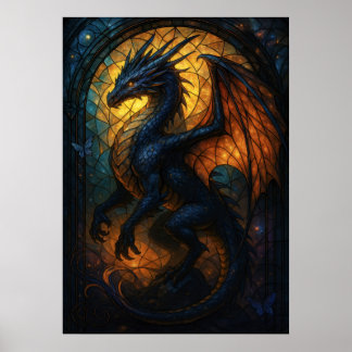 Gestaltete Glasdrache Fantasy Artwork Poster